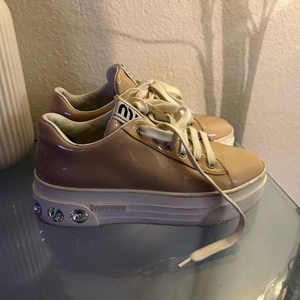 Miu Miu Beige Platform Sneakers